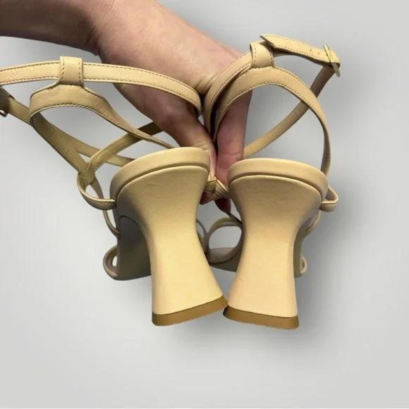 M. GEMI‎ The Caterina flared Heel Sandal Sz 41 Tan - Picture 7 of 9